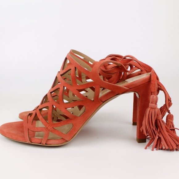 NEW Chloe Kendal Tassle Caged Trim Suede Sandals - Picture 5 of 16